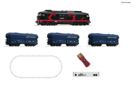 ROCO 51342 H0 Digitální set - vlak s lokomotivou BR232 PKP s kolejemi s podložím