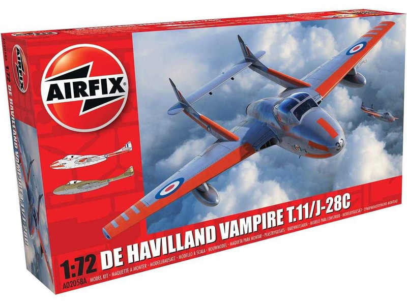 Plastikový model letadla Airfix A02058A DeHavilland Vampire T.11/J-28C (1:72)