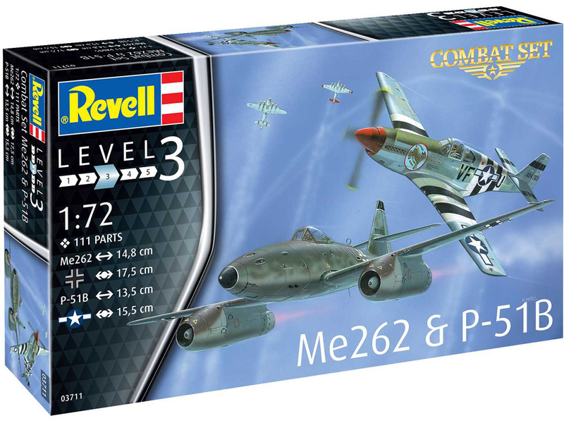Plastikový model letadla Revell 03711 Messerschmitt Me 262, P-51B Mustang(1:72)
