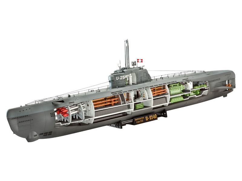 Plastikový model ponorky Revell 05078  Deutsches U-Boot Typ XXI 1:144 Ponorka v řezu
