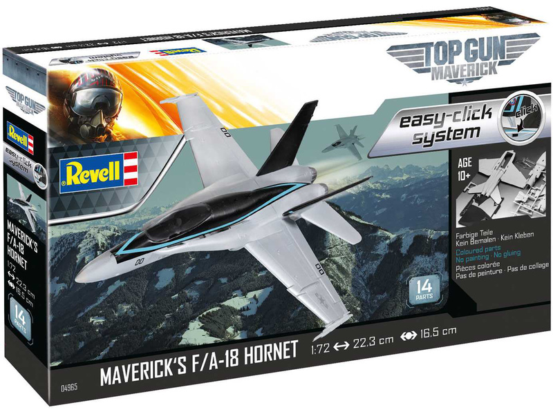Plastikový model letadla Revell 64965 EasyClick Maverick's F/A-18 Hornet Top Gun (1:72) (sada)