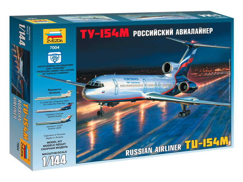 Plastikový model letadla Zvezda 7004 Tupolev Tu-154M (1:144)