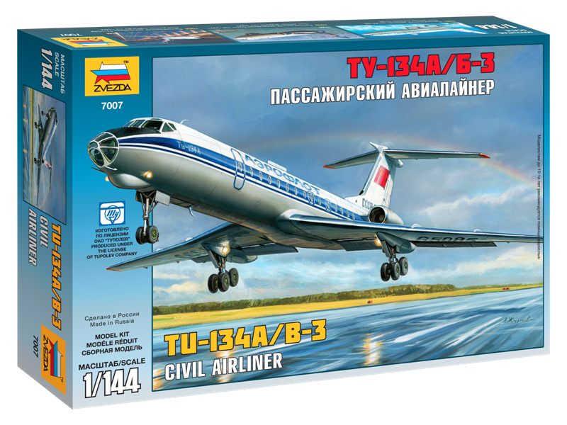 Plastikový model letadla Zvezda 7007 Tupolev Tu-134B (1:144)
