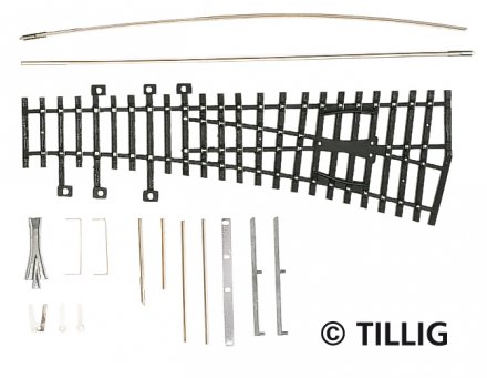 Tillig 82431 H0 EW1 Výhybka pravá 185mm/15° bez přestavníku - stavebnice