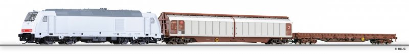 TILLIG 01424 TT Set - vlak s lokomotivou TRAXX BR285 DBAG s podložím | pkmodelar.cz