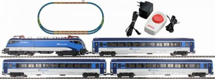 PIKO 57179 H0 Analogový set - vlak s lokomotivou 1216 "Railjet" ČD s kolejemi s podložím