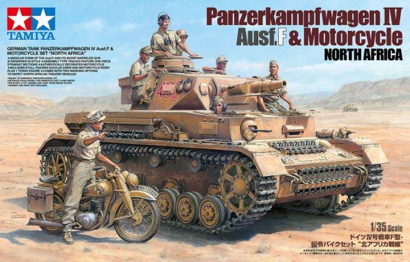 Tamiya 25208 Pz.IV.F & Motorcycle N.Africa 1/35 | pkmodelar.cz