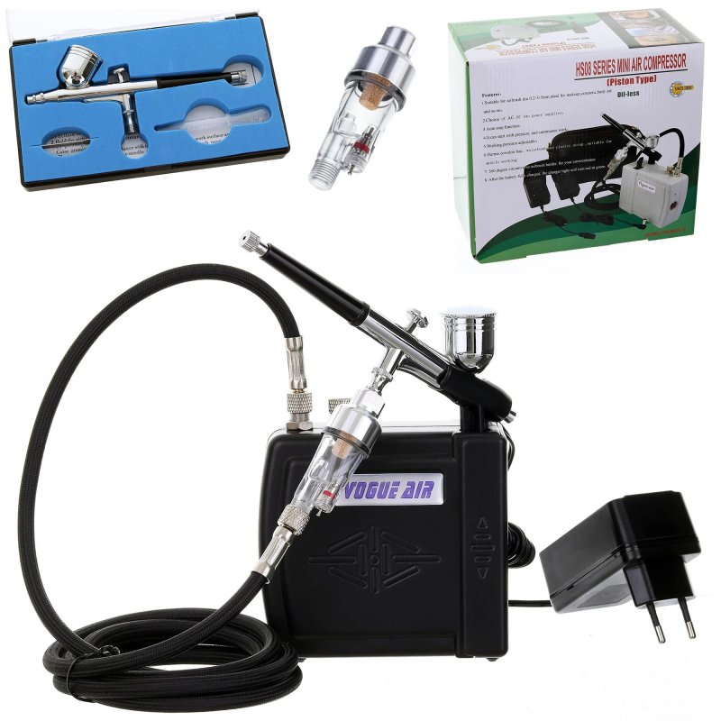 Mini KOMPRESOR pro Airbrush + Airbrush 0,2 + Hadice + Filtr - HS08AC-SKF | pkmodelar.cz