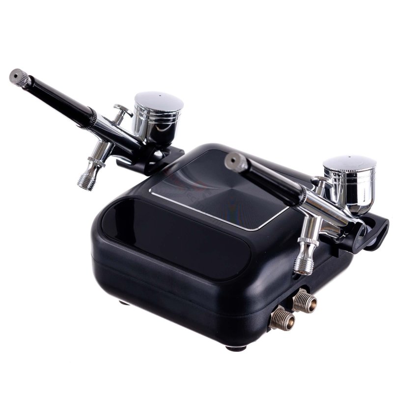 Kompresor HS-A9K černý auto-stop se dvěma airbrush 0,3mm | pkmodelar.cz