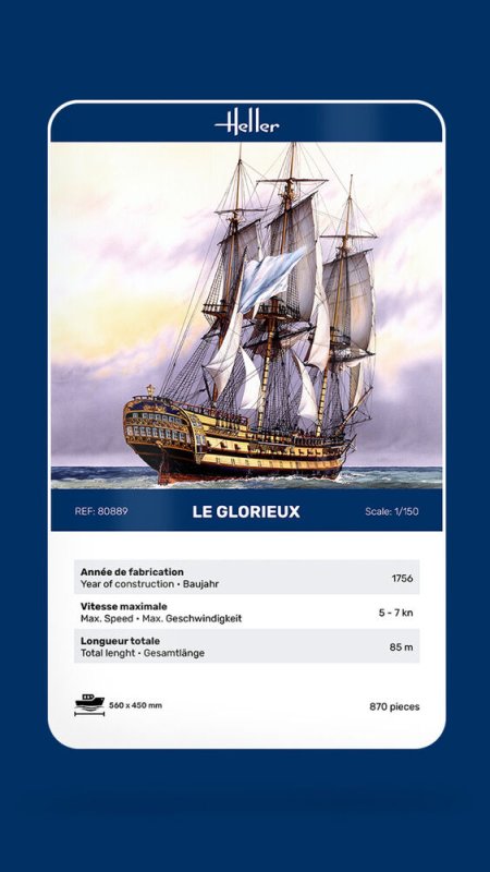 Heller 80889 model plachetnice 1:150 Le Glorieux | pkmodelar.cz