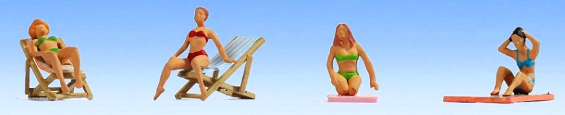 NOCH 45851 TT Figurky - opalovačka na pláži 4 postavičky s doplňky | pkmodelar.cz