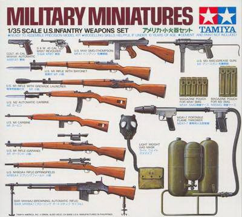 Plastikový model vojenské techniky Tamiya 35121 U.S. Infantry Weapons Set 1:35 | pkmodelar.cz