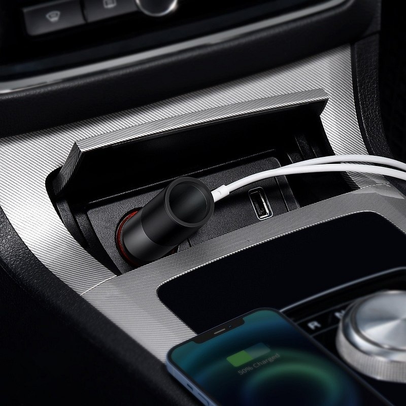 Baseus Share Together Fast Charge Car Charger with Cigarette Lighter Expansion Port, 2x US | pkmodelar.cz