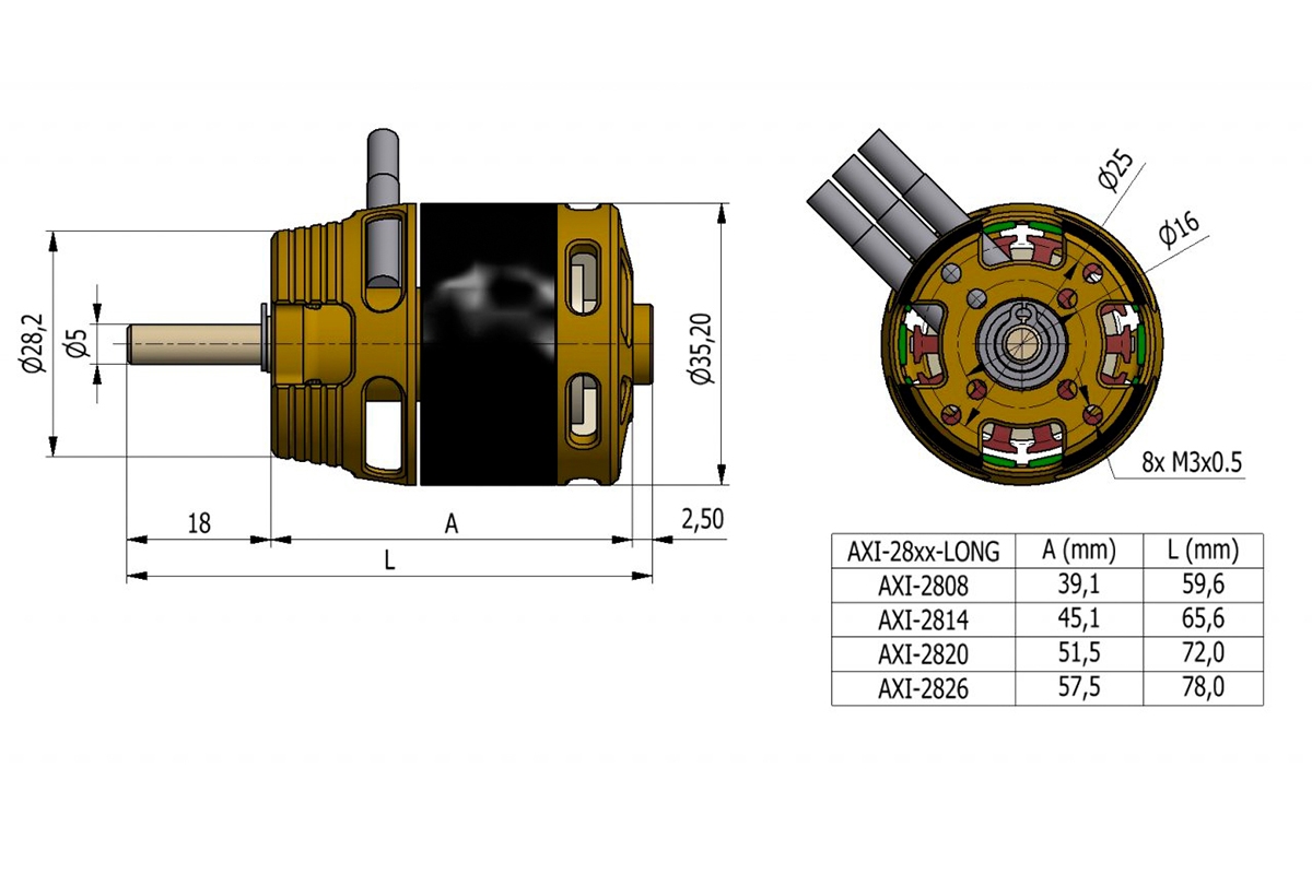 AXI 2826/12 V3 LONG střídavý motor | pkmodelar.cz