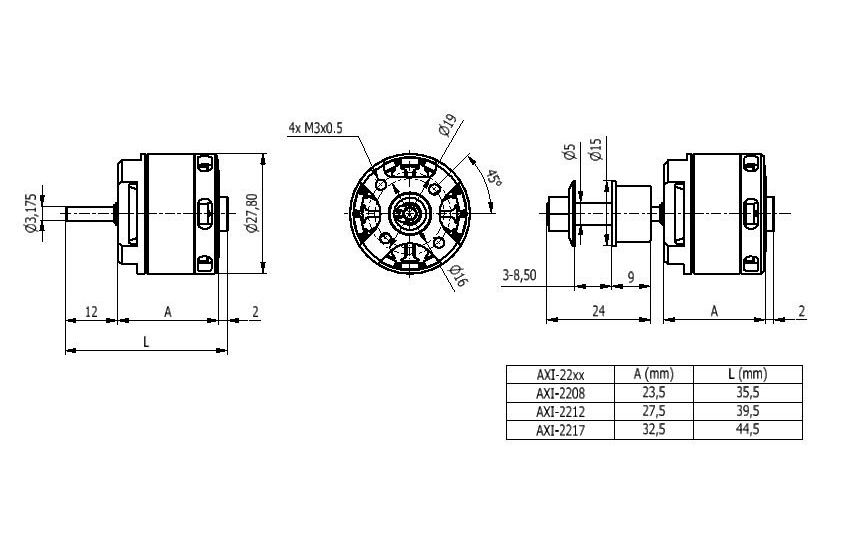 AXI 2217/16 V3 střídavý motor | pkmodelar.cz