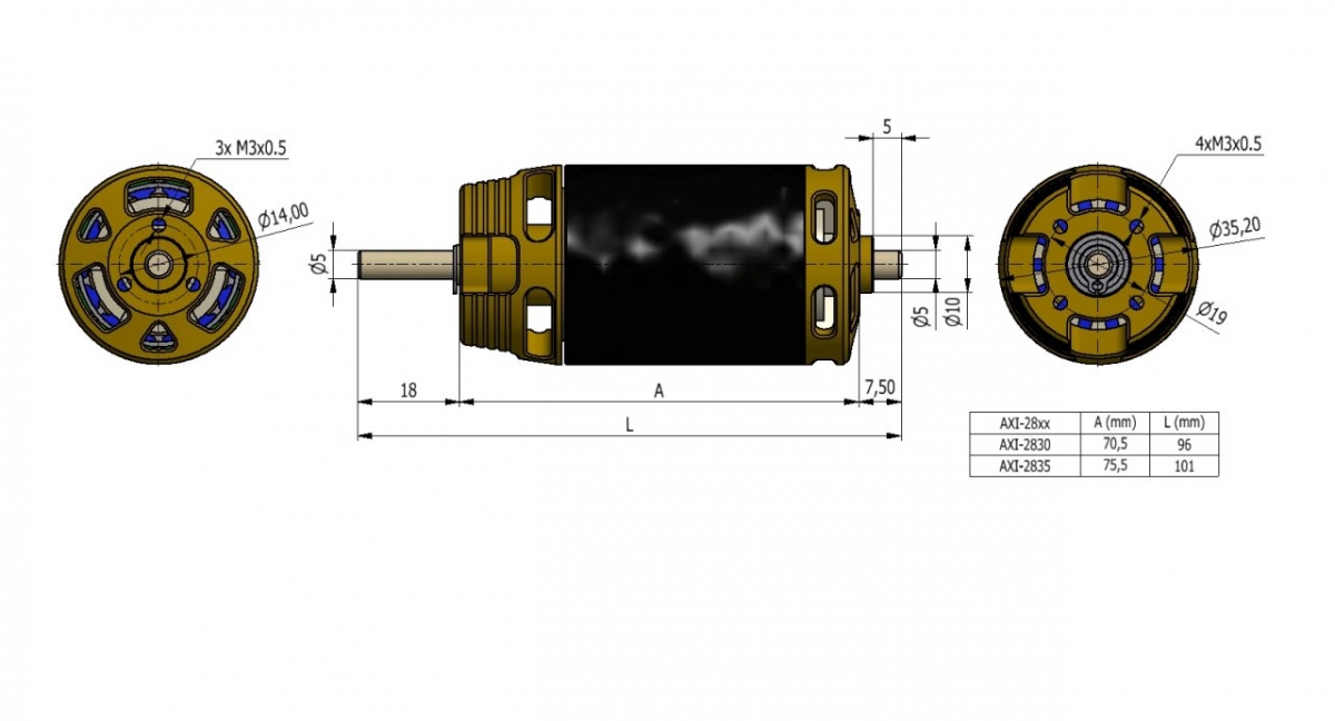 AXI 2835/10 V2 LONG střídavý motor | pkmodelar.cz