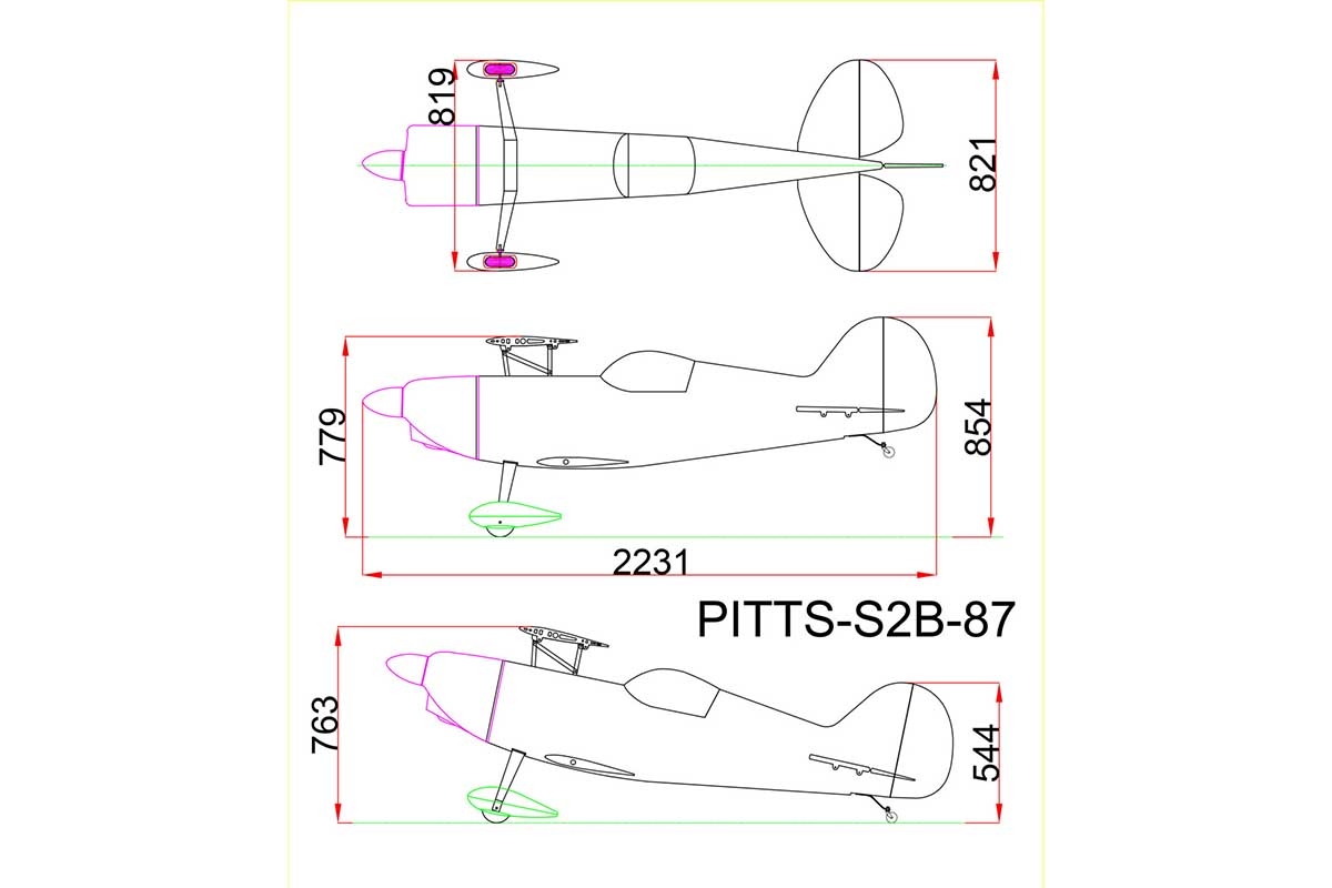 87" Pitts S2B Oranžový (2,2m) | pkmodelar.cz