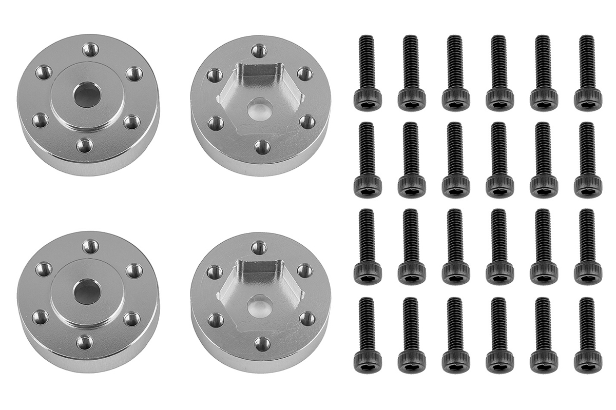 FT Enduro hliníkové Beadlock šestihrané adaptéry, stříbrné, včetně šroubů, 4+24 ks. | pkmodelar.cz