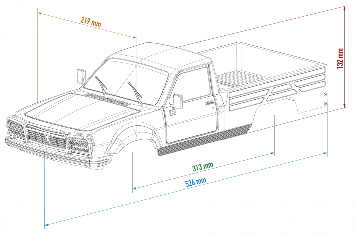 Čirá karoserie PEUGEOT 504 včetně příslušenství, licencovaná, 313mm | pkmodelar.cz