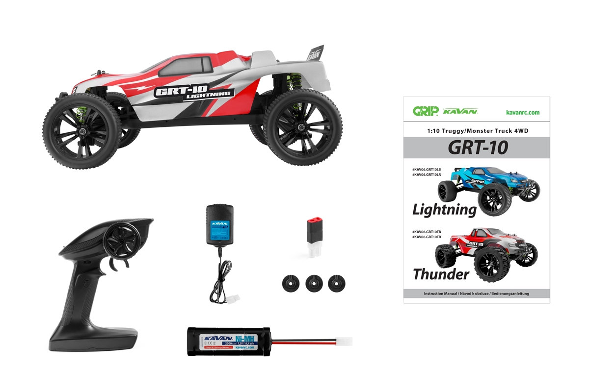 KAVAN GRT-10 Lightning 2,4 GHz 4WD Truggy 1:10 - Červený - RTR | pkmodelar.cz