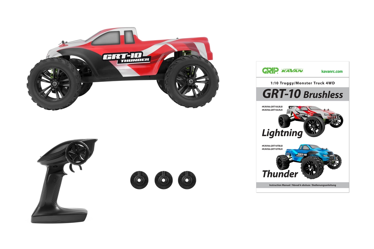 KAVAN GRT-10 Thunder Brushless 2,4 GHz 4WD Monster Truck 1:10 - Červený | pkmodelar.cz