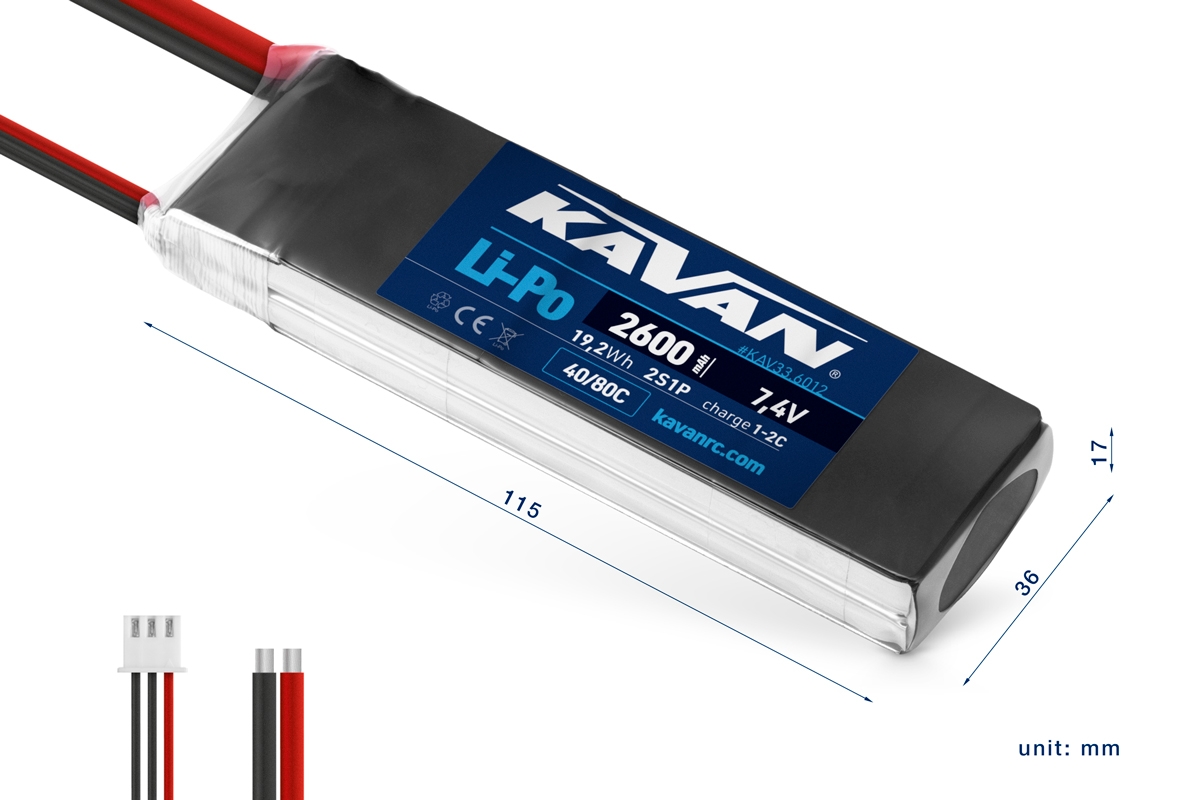 KAVAN Li-Po 2600mAh/7,4V 40/80C 19,2Wh | pkmodelar.cz