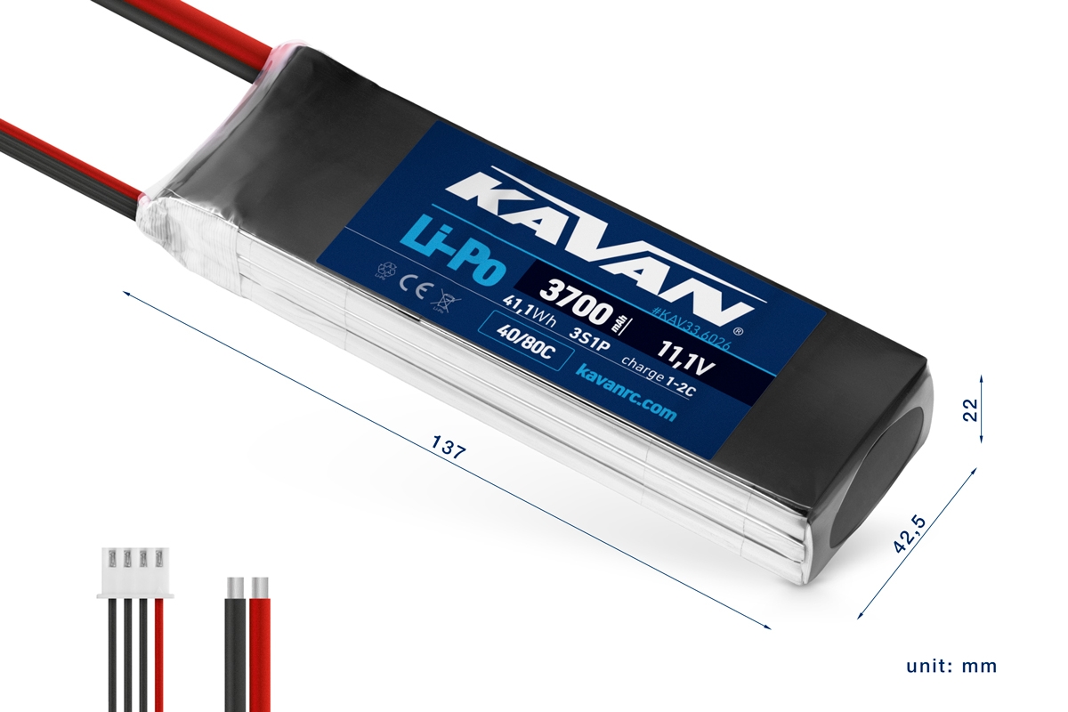 KAVAN Li-Po 3700mAh/11,1V 40/80C 41,1Wh | pkmodelar.cz