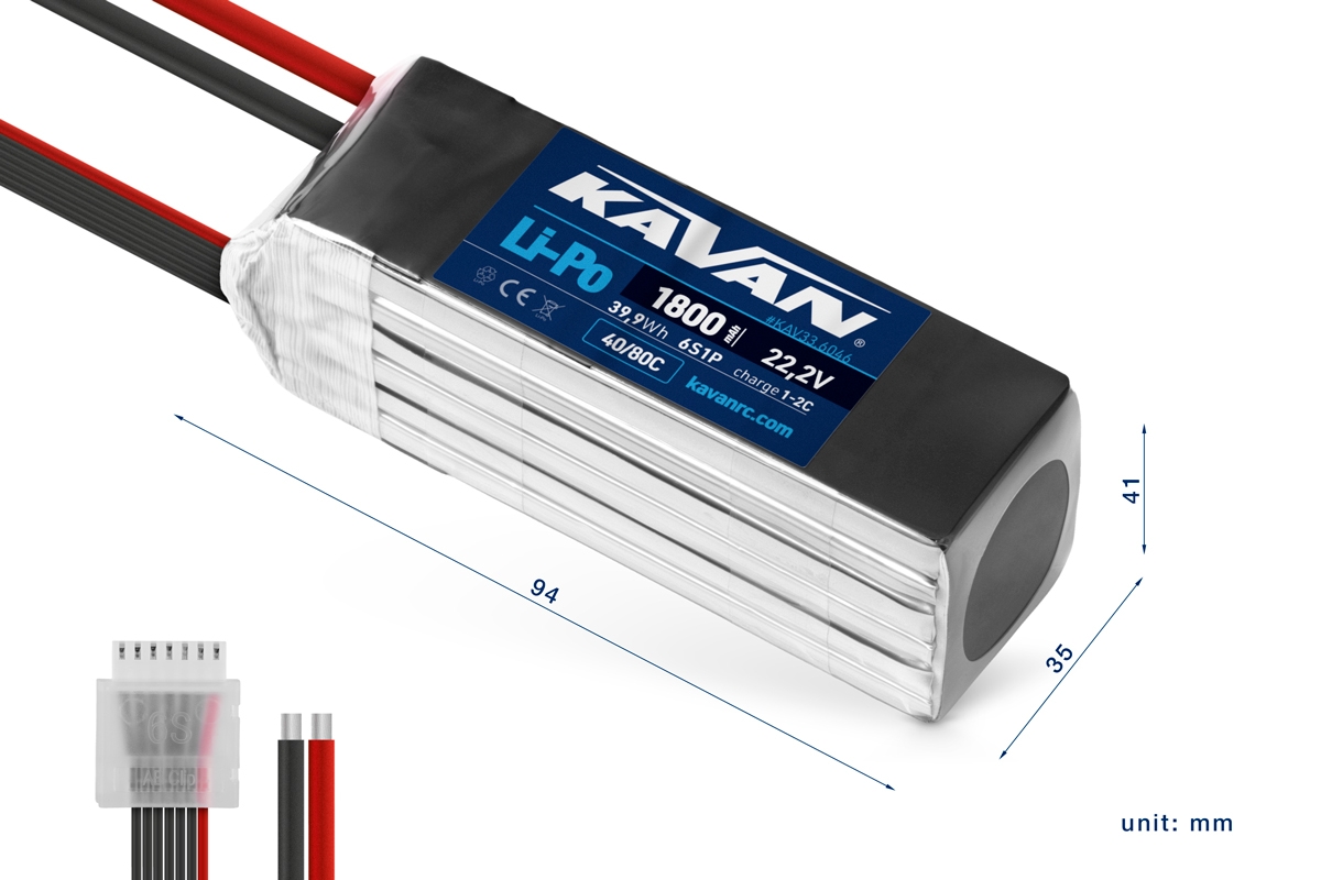 KAVAN Li-Po 1800mAh/22,2V 40/80C, 39,9Wh | pkmodelar.cz