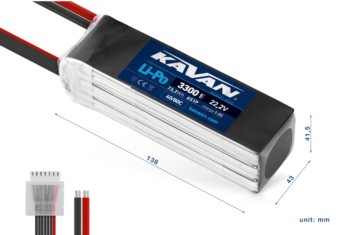 KAVAN Li-Po 3300mAh/22,2V 40/80C, 73,2Wh | pkmodelar.cz