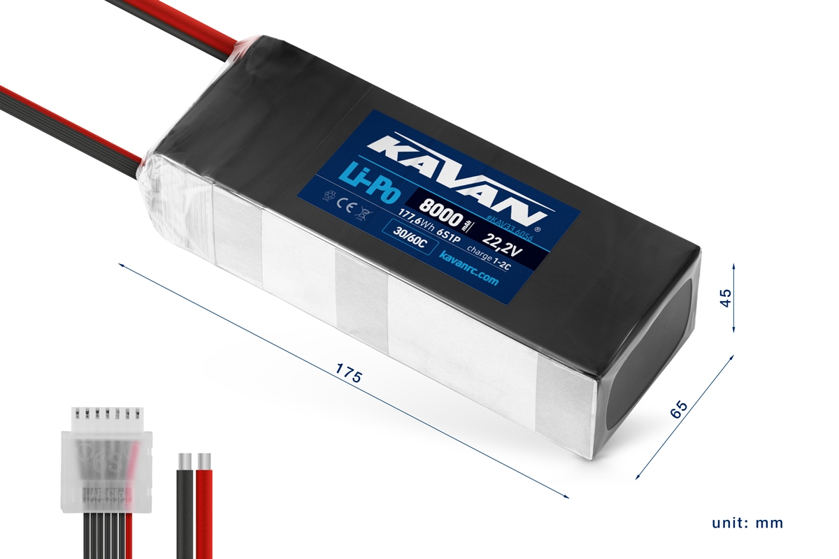 KAVAN - Li-Po 8000 mAh/22,2V 30/60C, 177,6 Wh | pkmodelar.cz