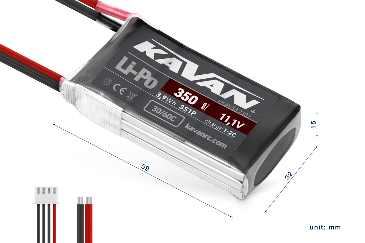 KAVAN Li-Po 350mAh/11,1V 30/60C Air pack | pkmodelar.cz