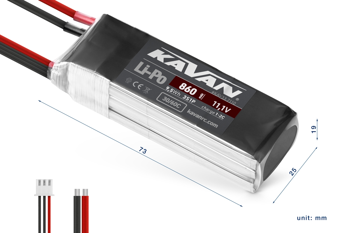 KAVAN Li-Po 860mAh/11,1V 30/60C Air pack | pkmodelar.cz