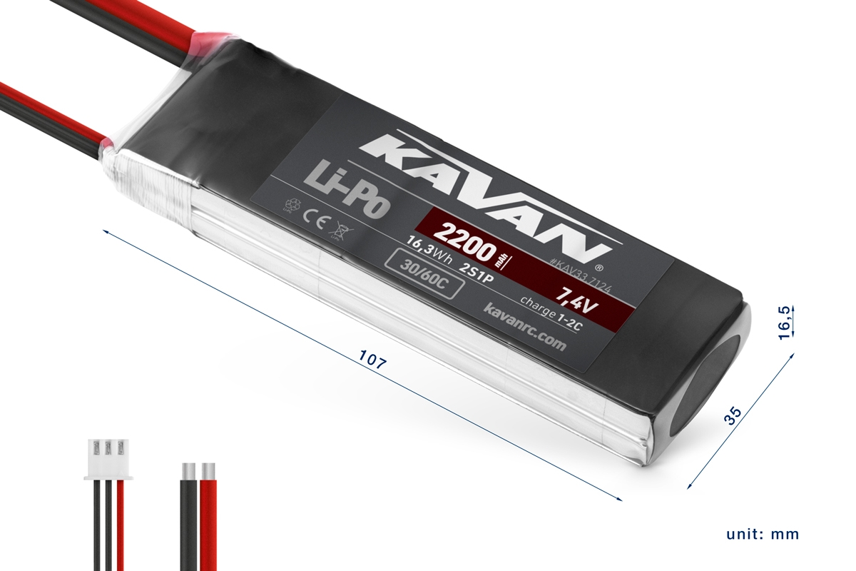 KAVAN Li-Po 2200mAh/7,4V 30/60C Air pack | pkmodelar.cz