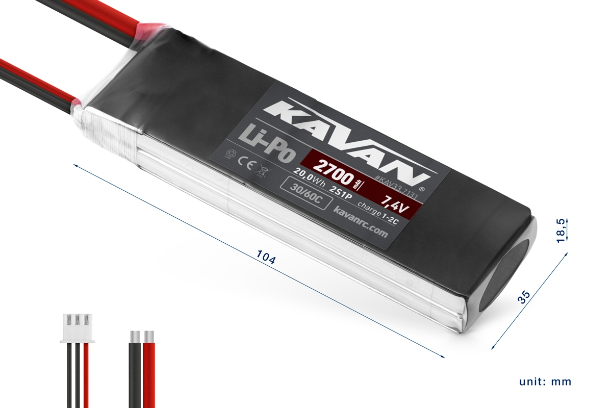 KAVAN Li-Po 2700mAh/7,4V 30/60C Air pack | pkmodelar.cz