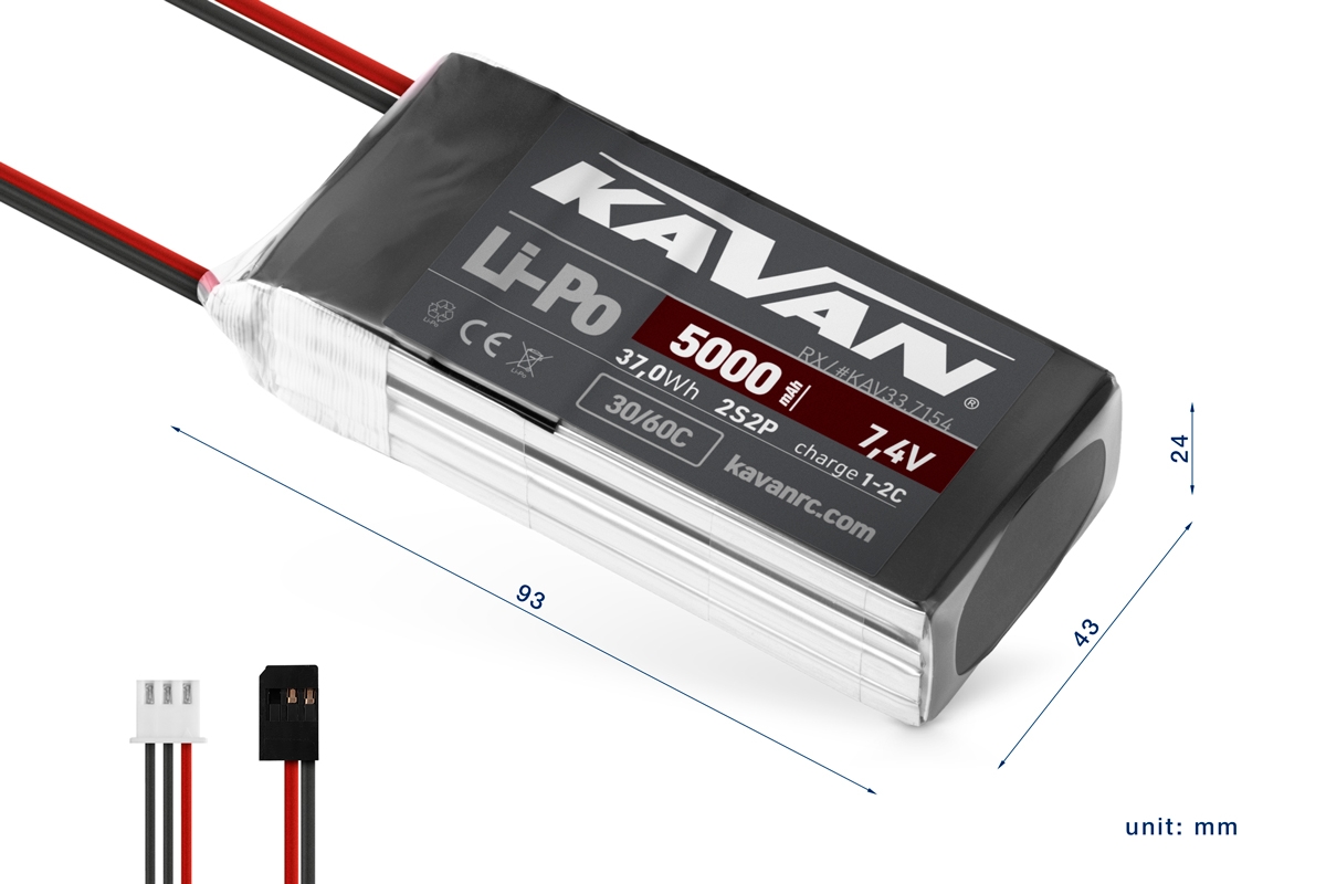 KAVAN Li-Po 5000mAh/7,4V 30/60C RX | pkmodelar.cz