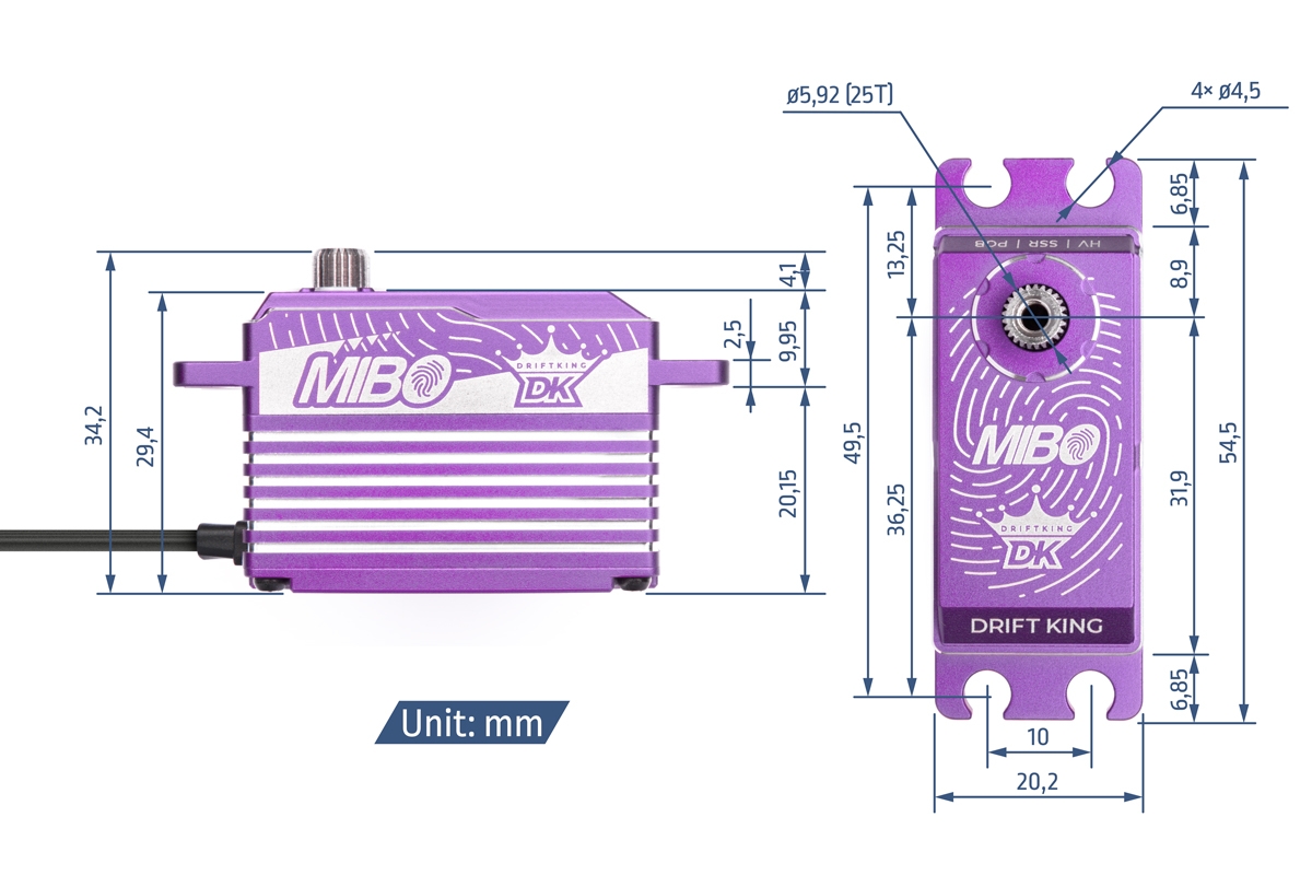 MIBO Drift King Alu Purple Programmable (RWD Drift Spec/33.0kg/8.4V) Brushless Servo | pkmodelar.cz