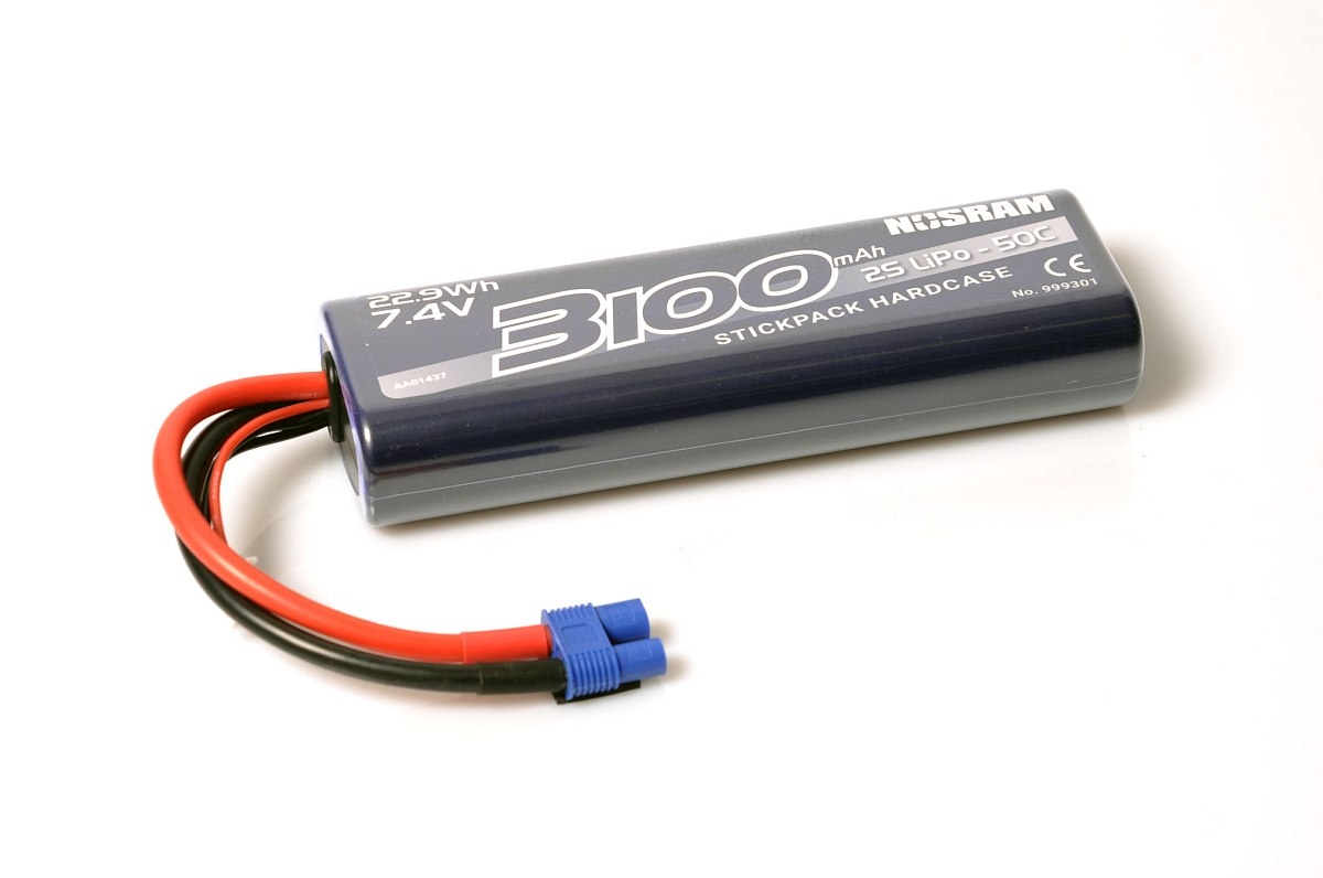 NOSRAM 3100mAh - 7.4V - 50C LiPo Car Stickpack Hardcase - EC3 konektor | pkmodelar.cz