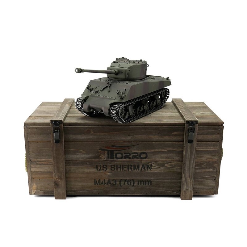 TORRO tank PRO 1/16 RC M4A3 Sherman 76mm maskovací kamufláž - infra IR - kouř z hlavně | pkmodelar.cz