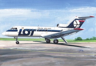 Plastikový model letadla AZ-Model 14422 Jak-40 LOT/Olympic 1:144