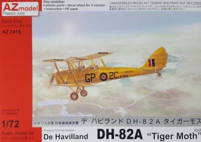 Plastikový model letadla AZ-Model 7415 De Havilland D82A "Tiger Moth" RAF 1:72