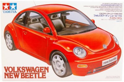 Plastikový model auta v měřítku 1:24 na slepování Tamiya 24200 VW New Beetle 1:24