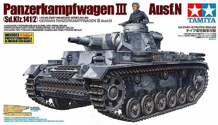 Plastikový model tanku Tamiya 35290 German Panzerkampfwagen III Ausf.N (Sd.Kfz.141/2) 1:35 | pkmodelar.cz