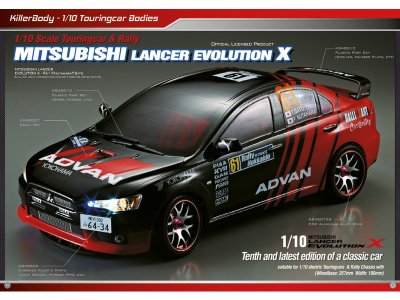 Killerbody karosérie 1:10 Lancer EVO X stříbrná | pkmodelar.cz