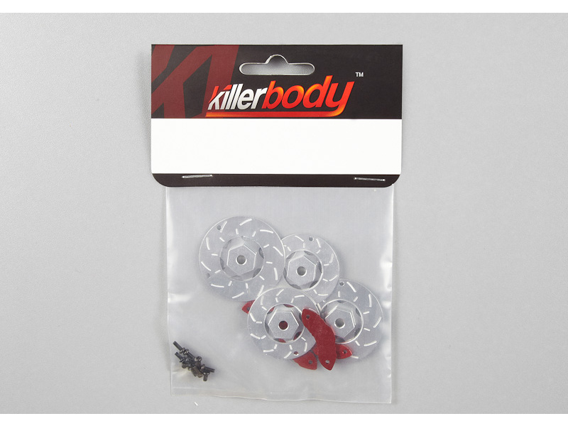 Killerbody brzdový kotouč 1:10 stříbrno/červený (2+2) | pkmodelar.cz