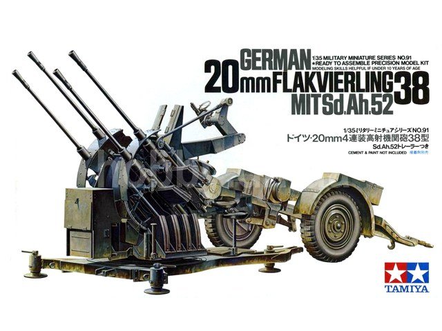 Plastikový model vojenské techniky Tamiya 35091 German 2cm Flackvierling 38 1:35 | pkmodelar.cz