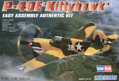 Plastikový model letadla Hobby Boss 80250 P-40E Kittyhawk 1:72