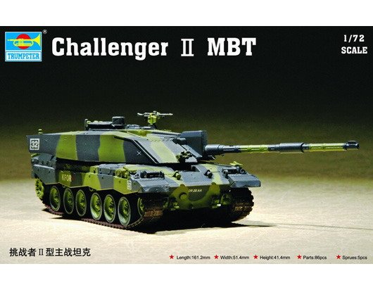 Plastikový model tanku Trumpeter 07214 Challenger II MBT 1:72 | pkmodelar.cz