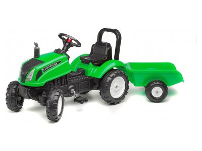 FALK - Šlapací traktor Land Master s vlečkou zelený