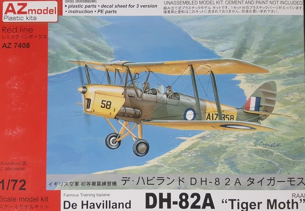 Plastikový model letadla AZ-Model 7408 De Havilland D82A "Tiger Moth" RAAF 1:72 | pkmodelar.cz