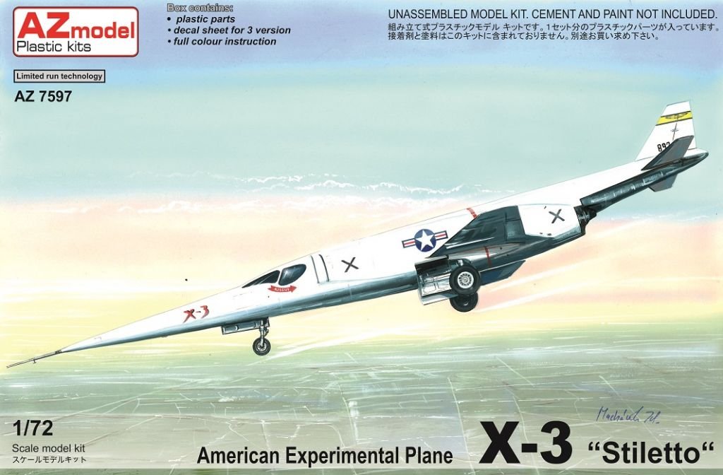 Plastikový model letadla AZ-Model 7597 American Experimental Plane X-3 "Stiletto" 1:72 | pkmodelar.cz